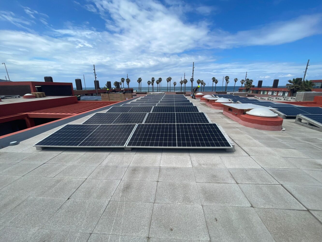 Renglón de paneles solares